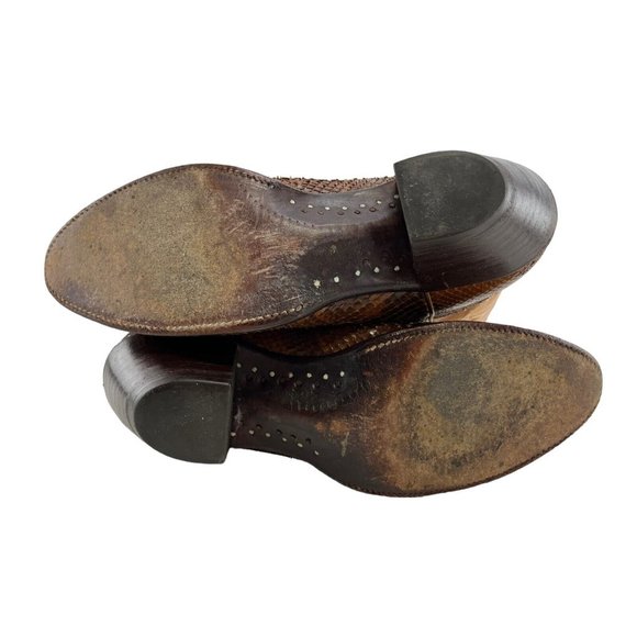 Ladies Justin Brown Snakeskin Almond Toe Cowgirl Western Boots Size 8.5 C *WIDE* - Picture 6 of 7